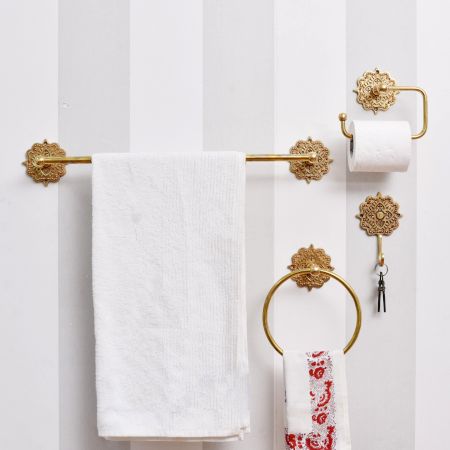 Bronze Brass Boho Design Set of 4 Bathroom Hardware Accessories